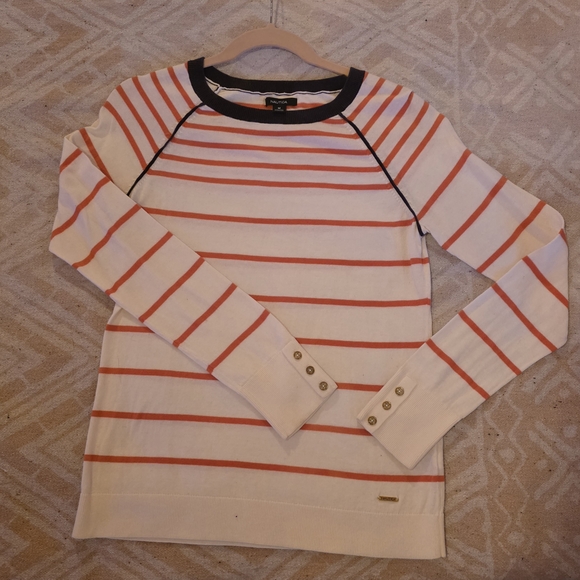 Nautica Tops - Nautica Orange and White Striped Crewneck